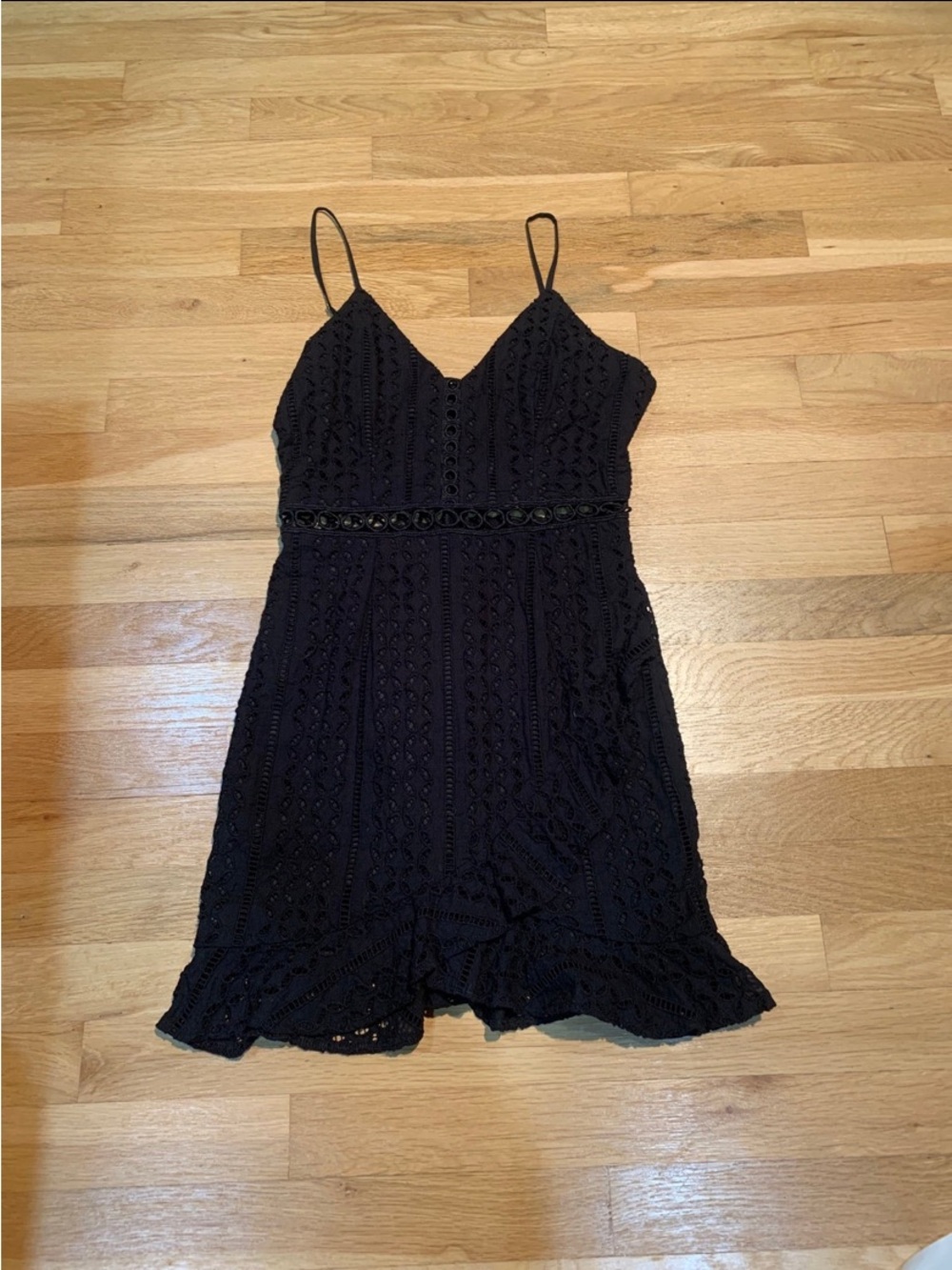 Black Lace Spaghetti-Strap Dress